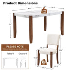 Ensemble de salle à manger 5 pièces, ensemble de salle à manger de cuisine pour 4 personnes avec table effet marbre et 4 chaises rembourrées