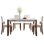 Ensemble de salle à manger 5 pièces, ensemble de salle à manger de cuisine pour 4 personnes avec table effet marbre et 4 chaises rembourrées