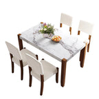 Ensemble de salle à manger 5 pièces, ensemble de salle à manger de cuisine pour 4 personnes avec table effet marbre et 4 chaises rembourrées