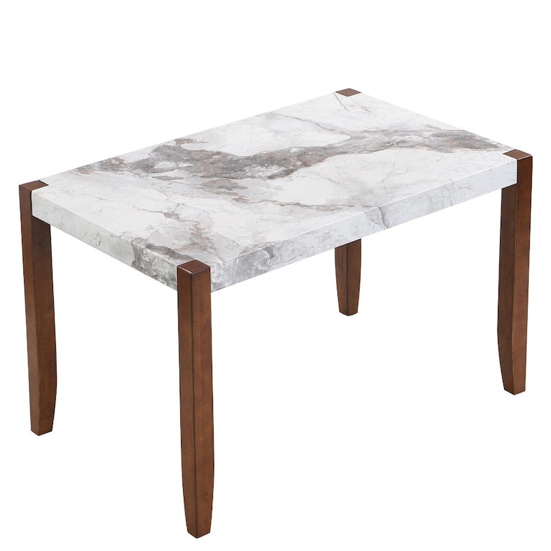 Ensemble de salle à manger 5 pièces, ensemble de salle à manger de cuisine pour 4 personnes avec table effet marbre et 4 chaises rembourrées
