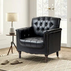 Fauteuil d'appoint capitonné en similicuir avec accoudoirs cloutés