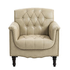 Fauteuil d'appoint capitonné en similicuir avec accoudoirs cloutés