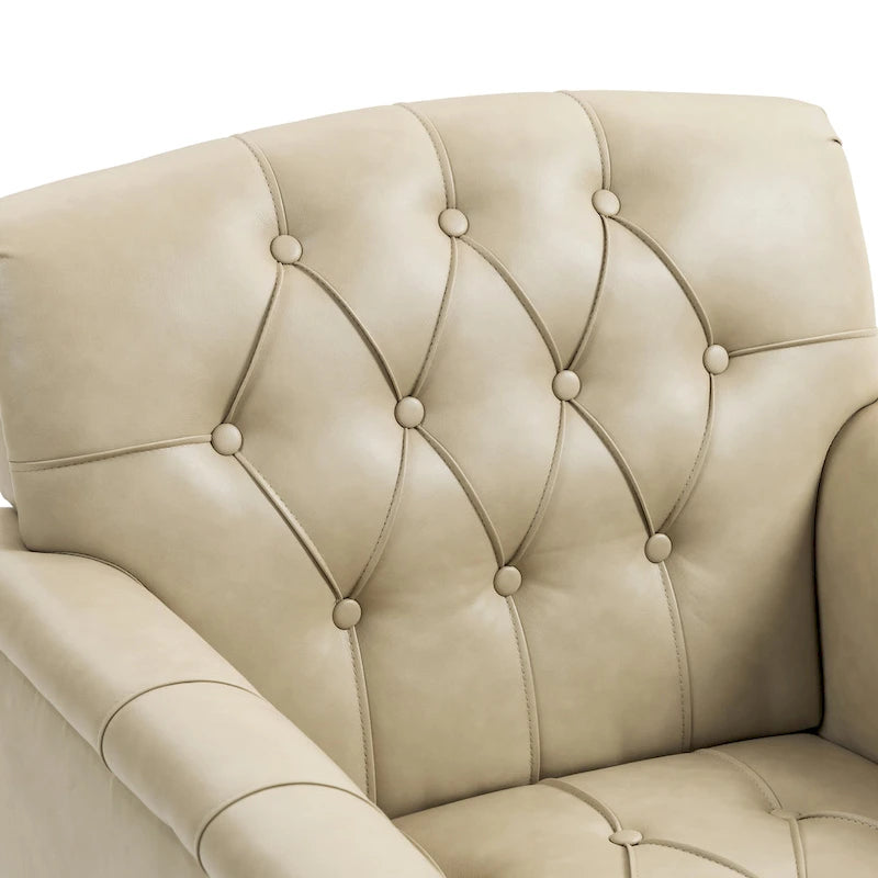 Fauteuil d'appoint capitonné en similicuir avec accoudoirs cloutés