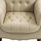 Fauteuil d'appoint capitonné en similicuir avec accoudoirs cloutés