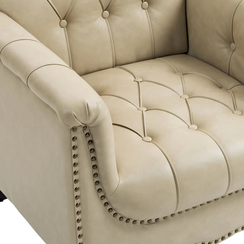 Fauteuil d'appoint capitonné en similicuir avec accoudoirs cloutés