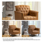 Fauteuil d'appoint capitonné en similicuir avec accoudoirs cloutés