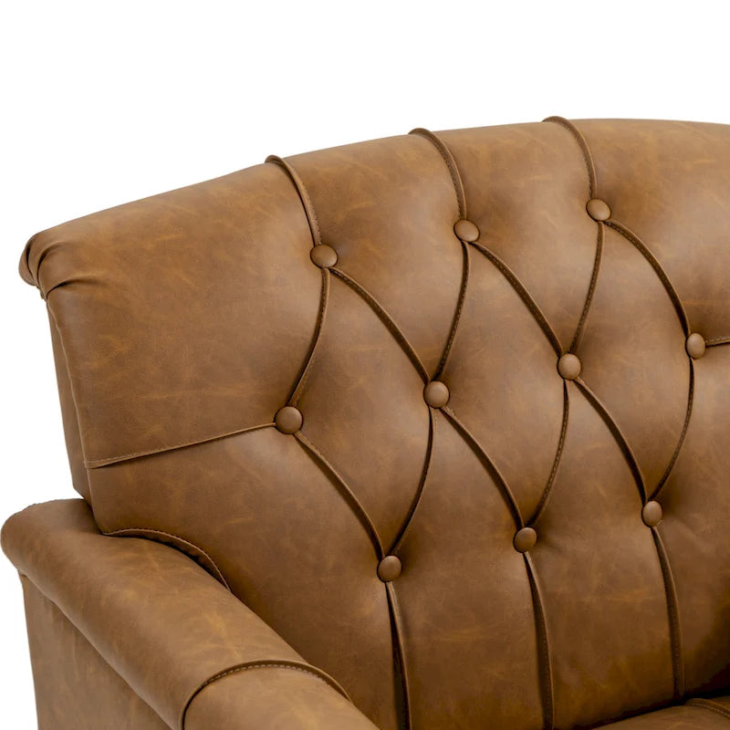 Fauteuil d'appoint capitonné en similicuir avec accoudoirs cloutés