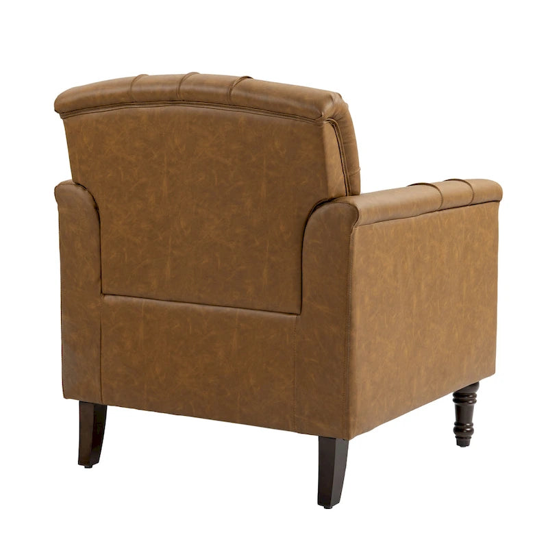 Fauteuil d'appoint capitonné en similicuir avec accoudoirs cloutés