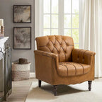 Fauteuil d'appoint capitonné en similicuir avec accoudoirs cloutés