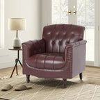 Fauteuil d'appoint capitonné en similicuir avec accoudoirs cloutés