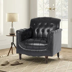Fauteuil d'appoint capitonné en similicuir avec accoudoirs cloutés