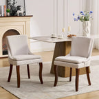 Lot de 2 chaises de salle à manger modernes, chaises de salle à manger rembourrées en chenille, chaises d'appoint de salon avec pieds incurvés en bois massif
