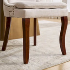 Lot de 2 chaises de salle à manger modernes, chaises de salle à manger rembourrées en chenille, chaises d'appoint de salon avec pieds incurvés en bois massif