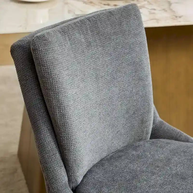 Lot de 2 chaises de salle à manger modernes, chaises de salle à manger rembourrées en chenille, chaises d'appoint de salon avec pieds incurvés en bois massif