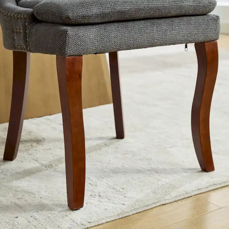 Lot de 2 chaises de salle à manger modernes, chaises de salle à manger rembourrées en chenille, chaises d'appoint de salon avec pieds incurvés en bois massif