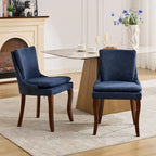 Lot de 2 chaises de salle à manger modernes, chaises de salle à manger rembourrées en chenille, chaises d'appoint de salon avec pieds incurvés en bois massif