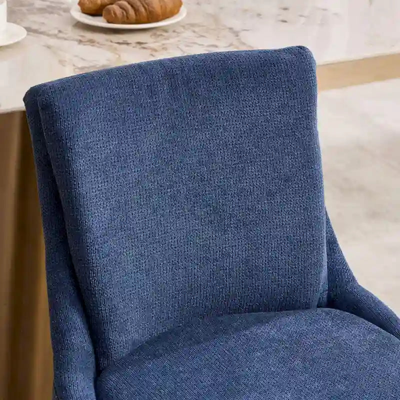 Lot de 2 chaises de salle à manger modernes, chaises de salle à manger rembourrées en chenille, chaises d'appoint de salon avec pieds incurvés en bois massif