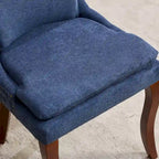 Lot de 2 chaises de salle à manger modernes, chaises de salle à manger rembourrées en chenille, chaises d'appoint de salon avec pieds incurvés en bois massif
