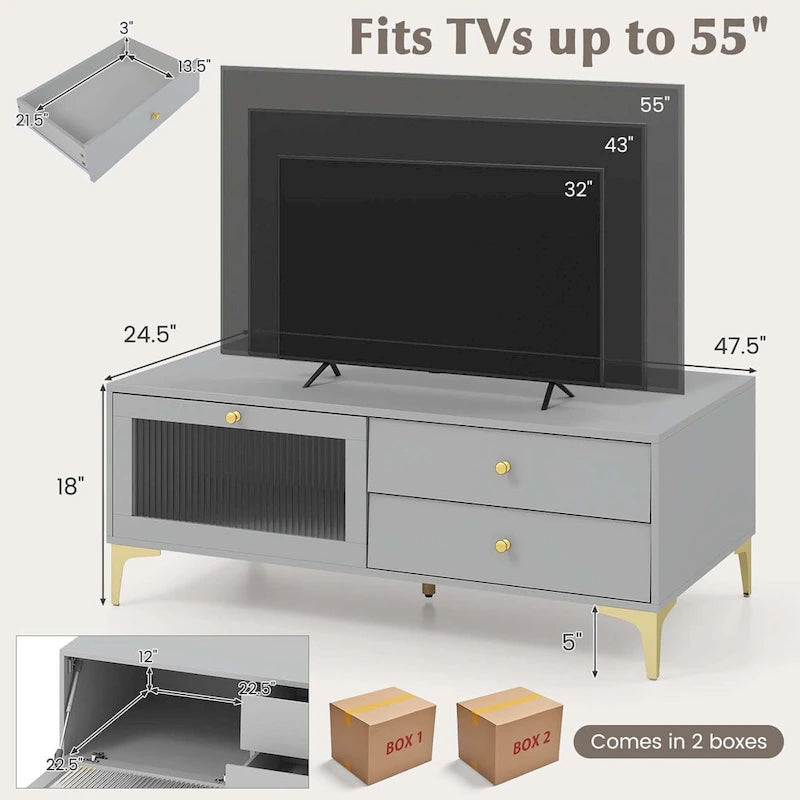 Meuble TV moderne pour téléviseurs 55 pouces avec meuble à porte abattante