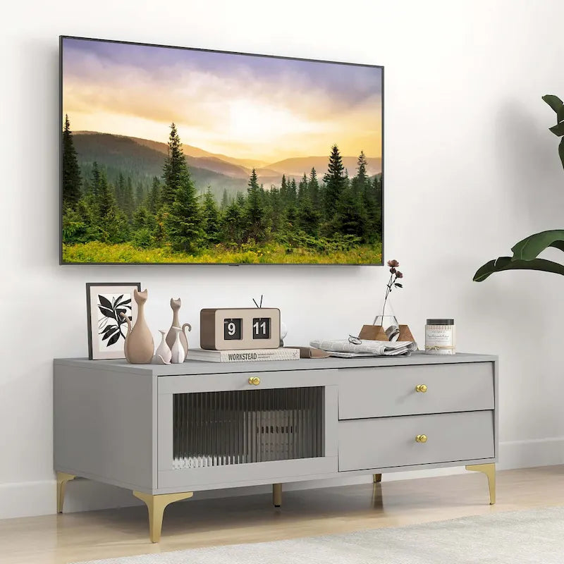 Meuble TV moderne pour téléviseurs 55 pouces avec meuble à porte abattante
