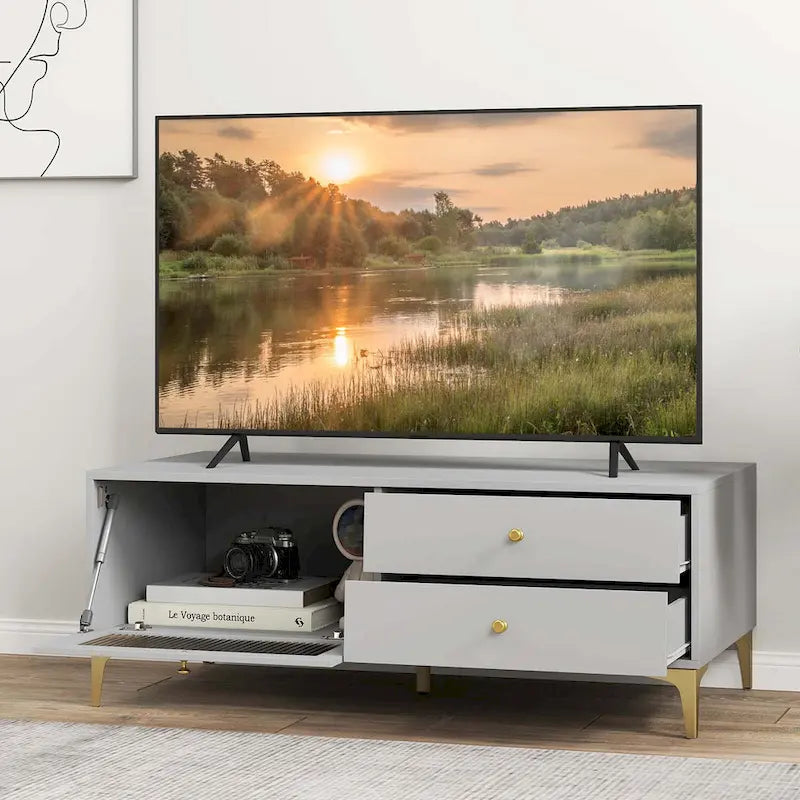 Meuble TV moderne pour téléviseurs 55 pouces avec meuble à porte abattante