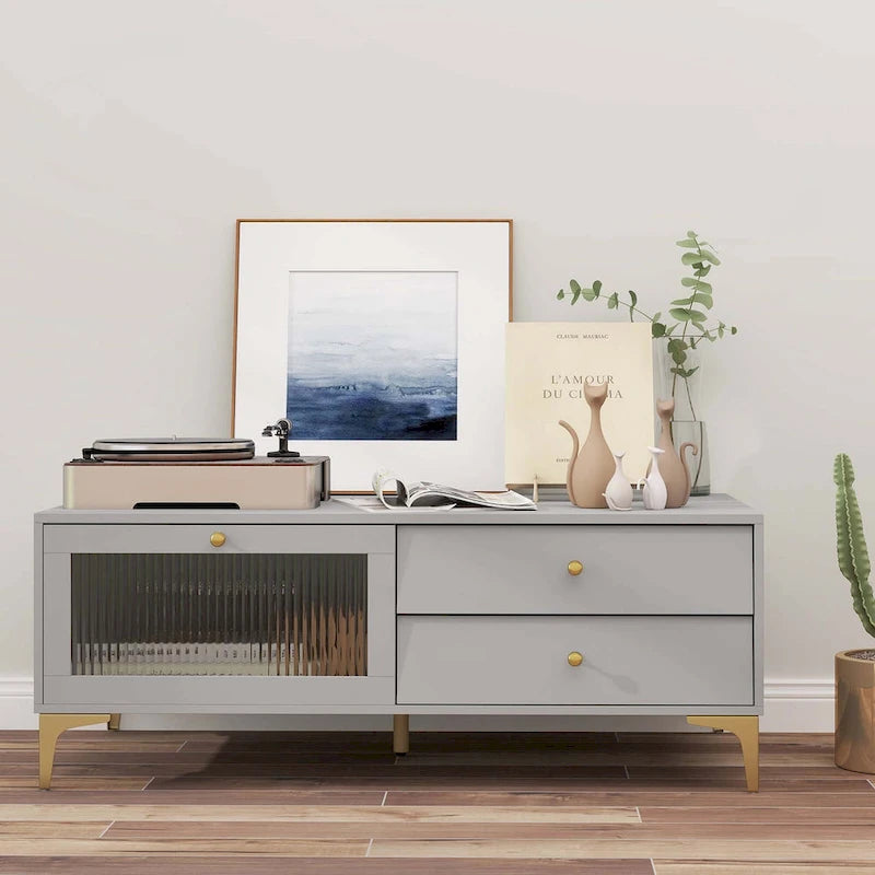 Meuble TV moderne pour téléviseurs 55 pouces avec meuble à porte abattante