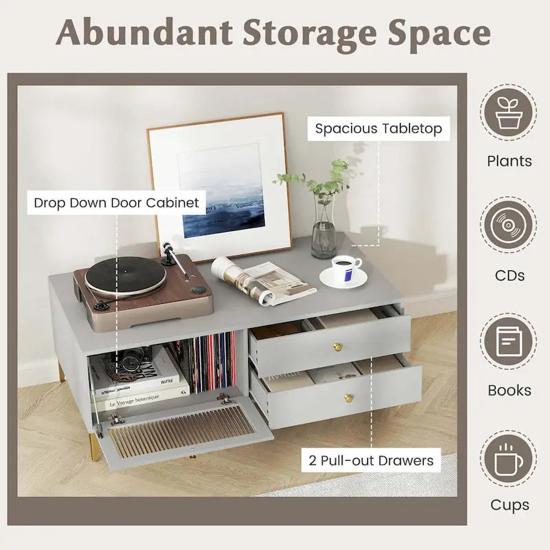 Meuble TV moderne pour téléviseurs 55 pouces avec meuble à porte abattante