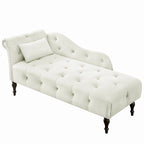 Chaise longue moderne de 60,6 po en velours capitonné avec pieds en bois massif et clous décoratifs