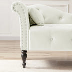 Chaise longue moderne de 60,6 po en velours capitonné avec pieds en bois massif et clous décoratifs
