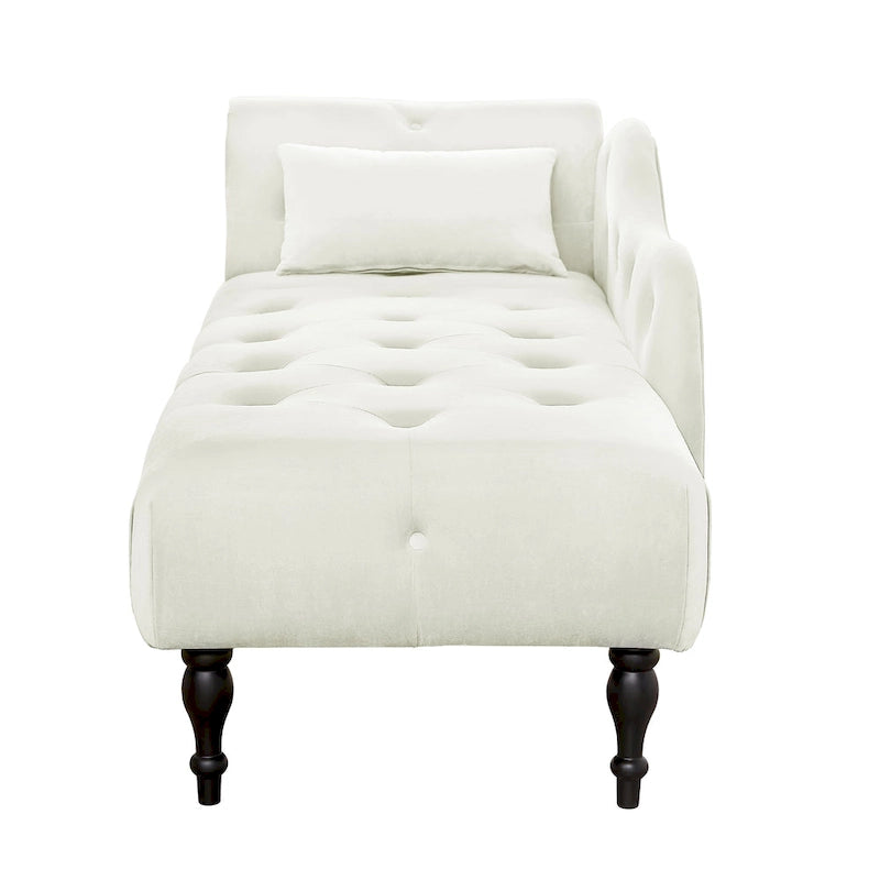 Chaise longue moderne de 60,6 po en velours capitonné avec pieds en bois massif et clous décoratifs