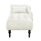 Chaise longue moderne de 60,6 po en velours capitonné avec pieds en bois massif et clous décoratifs