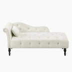 Chaise longue moderne de 60,6 po en velours capitonné avec pieds en bois massif et clous décoratifs
