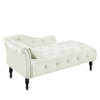 Chaise longue moderne de 60,6 po en velours capitonné avec pieds en bois massif et clous décoratifs