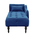 Chaise longue moderne de 60,6 po en velours capitonné avec pieds en bois massif et clous décoratifs