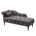 Chaise longue moderne de 60,6 po en velours capitonné avec pieds en bois massif et clous décoratifs