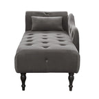Chaise longue moderne de 60,6 po en velours capitonné avec pieds en bois massif et clous décoratifs