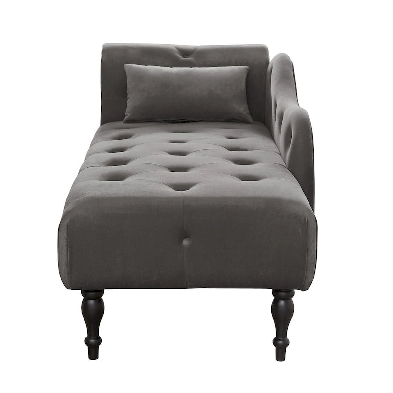 Chaise longue moderne de 60,6 po en velours capitonné avec pieds en bois massif et clous décoratifs