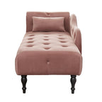Chaise longue moderne de 60,6 po en velours capitonné avec pieds en bois massif et clous décoratifs
