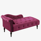 Chaise longue moderne de 60,6 po en velours capitonné avec pieds en bois massif et clous décoratifs