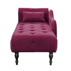 Chaise longue moderne de 60,6 po en velours capitonné avec pieds en bois massif et clous décoratifs