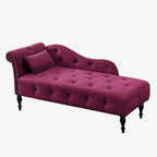 Chaise longue moderne de 60,6 po en velours capitonné avec pieds en bois massif et clous décoratifs