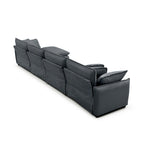 Canapé modulable 4 places en velours côtelé gris 150, 6 oreillers