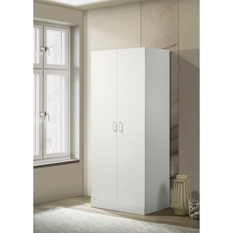 19 armoires modernes à double porte avec étagère de rangement et tringle à vêtements pour chambre à coucher
