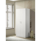 19 armoires modernes à double porte avec étagère de rangement et tringle à vêtements pour chambre à coucher
