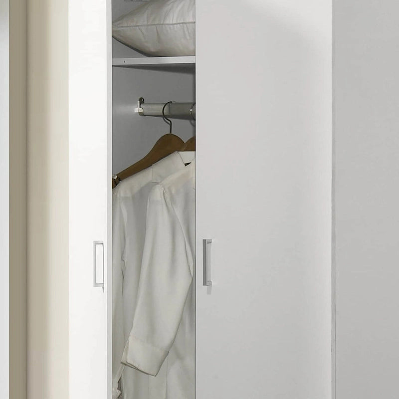 19 armoires modernes à double porte avec étagère de rangement et tringle à vêtements pour chambre à coucher
