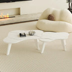 Ensemble de 2 tables basses modernes en forme de nuage avec pieds en bois massif et plateau en MDF pour salon