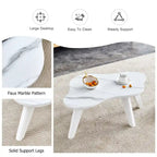 Ensemble de 2 tables basses modernes en forme de nuage avec pieds en bois massif et plateau en MDF pour salon