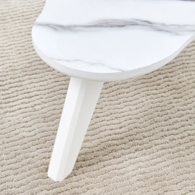 Ensemble de 2 tables basses modernes en forme de nuage avec pieds en bois massif et plateau en MDF pour salon