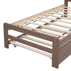 Lit plateforme double en bois d'hévéa avec lit gigogne