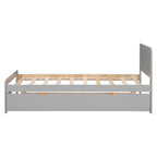 Lit plateforme double en bois d'hévéa avec lit gigogne